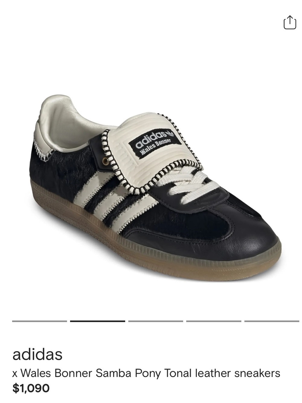 Adidas Wales Bonner Black & Cream Samba Sneakers